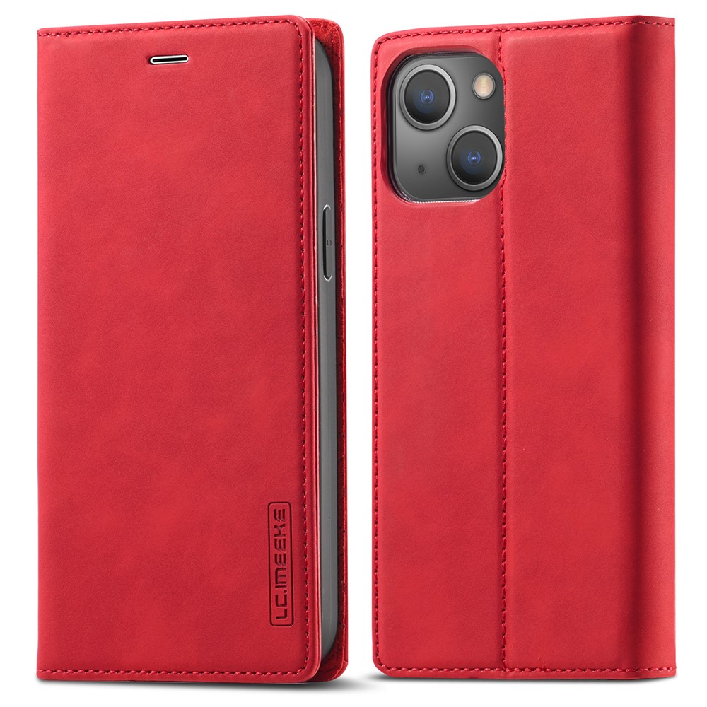 LC.IMEEKE LC Strong Magnetic Series PU Leather Wallet Phone Shell for iPhone 13 mini 5.4 inch - Red