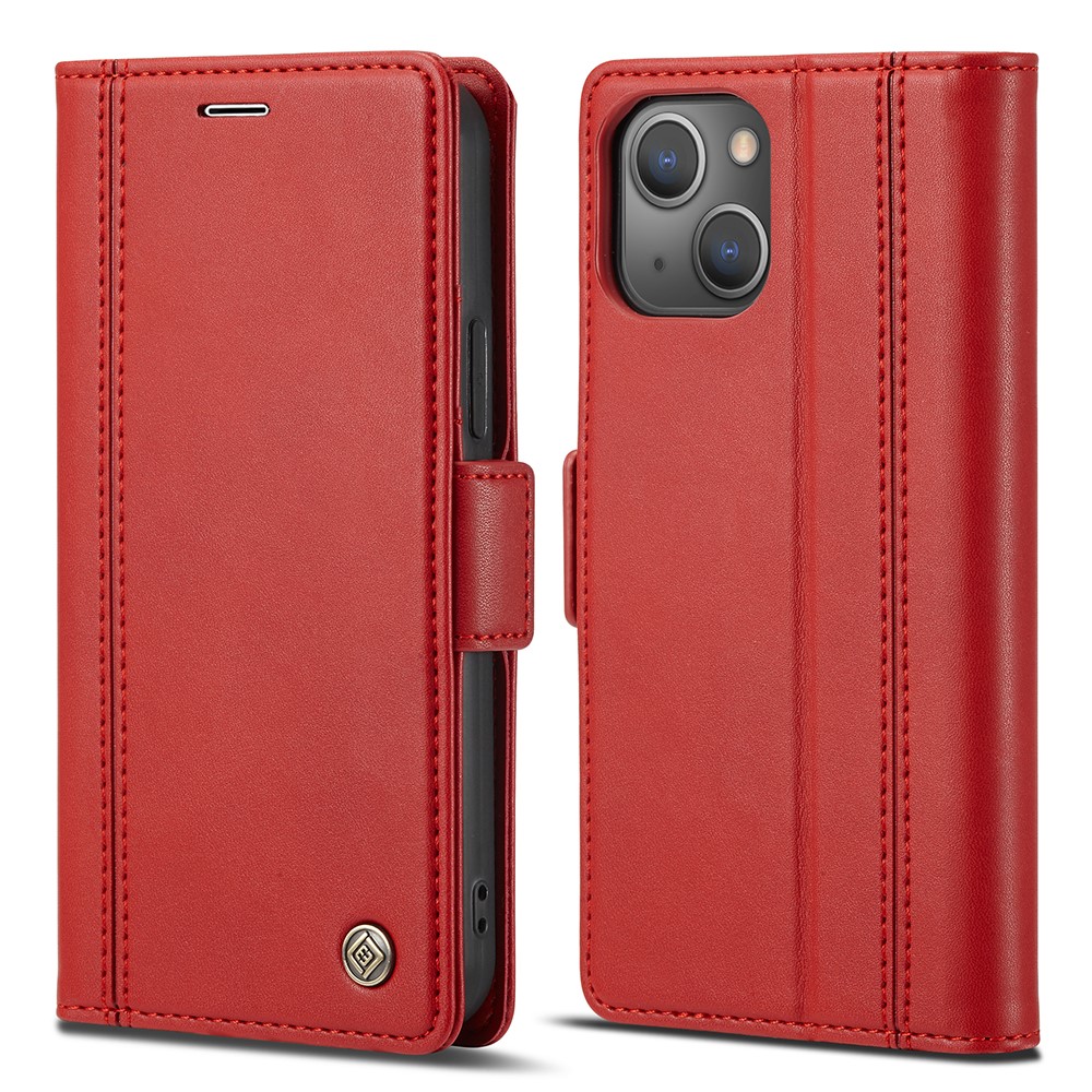 LC.IMEEKE PU Leather Wallet Stand Shockproof All-round Protection Phone Case for iPhone 13 mini 5.4 inch - Red