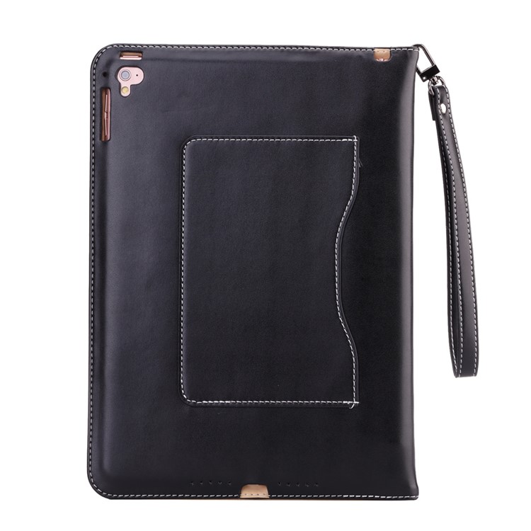 For iPad Pro 9.7 Smart Leather Flip Case Cover with Lanyard - Black-2