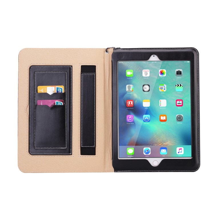For iPad Pro 9.7 Smart Leather Flip Case Cover with Lanyard - Black-3