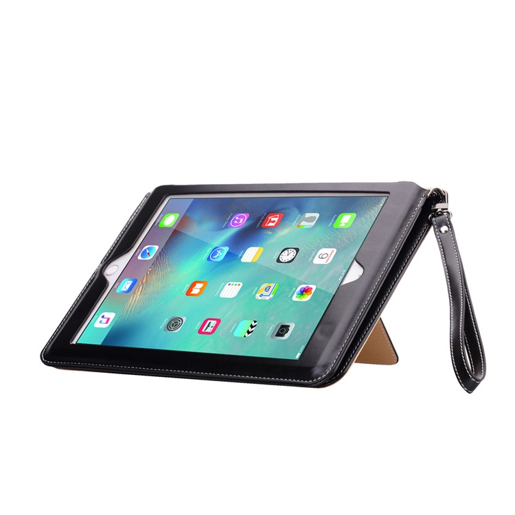 For iPad Pro 9.7 Smart Leather Flip Case Cover with Lanyard - Black-4