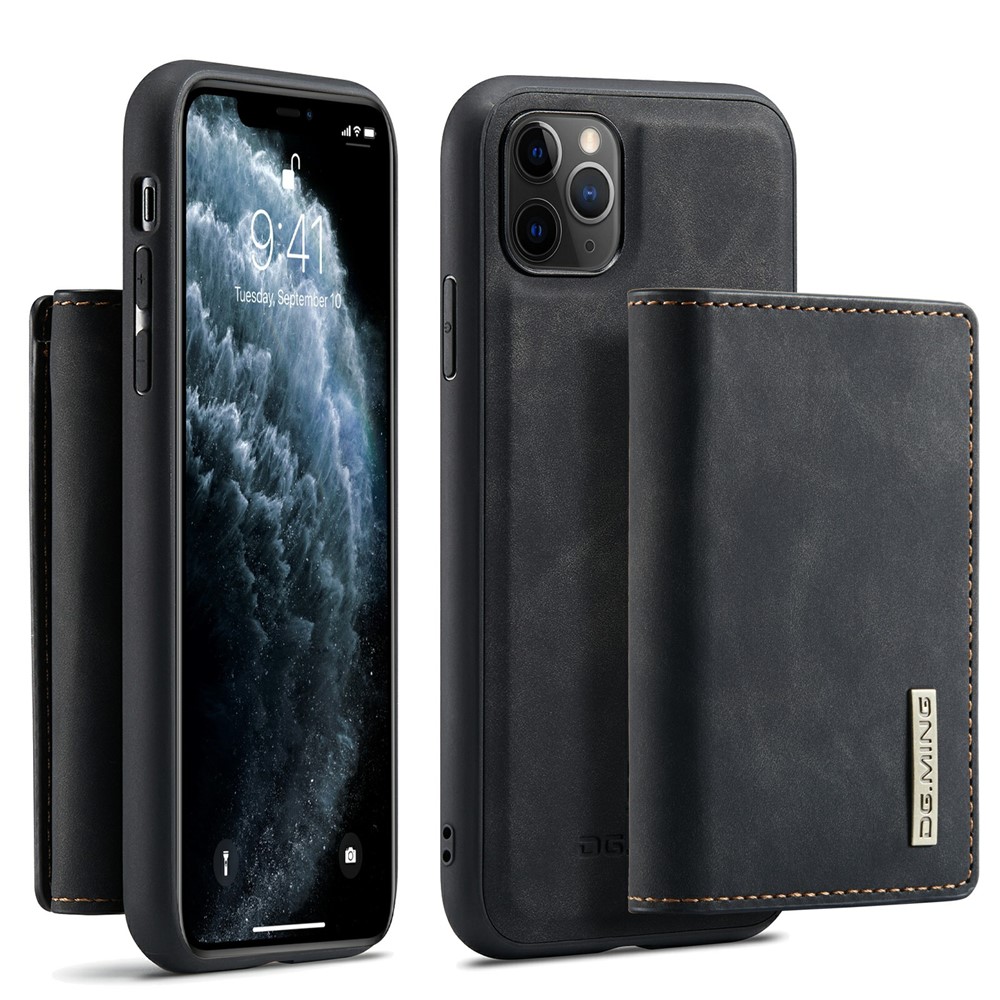 DG.MING M1 Series Magnetic Detachable Wallet 2-in-1 + Hybrid Cover Shell with Kickstand for iPhone 11 Pro Max 6.5 inch - Black