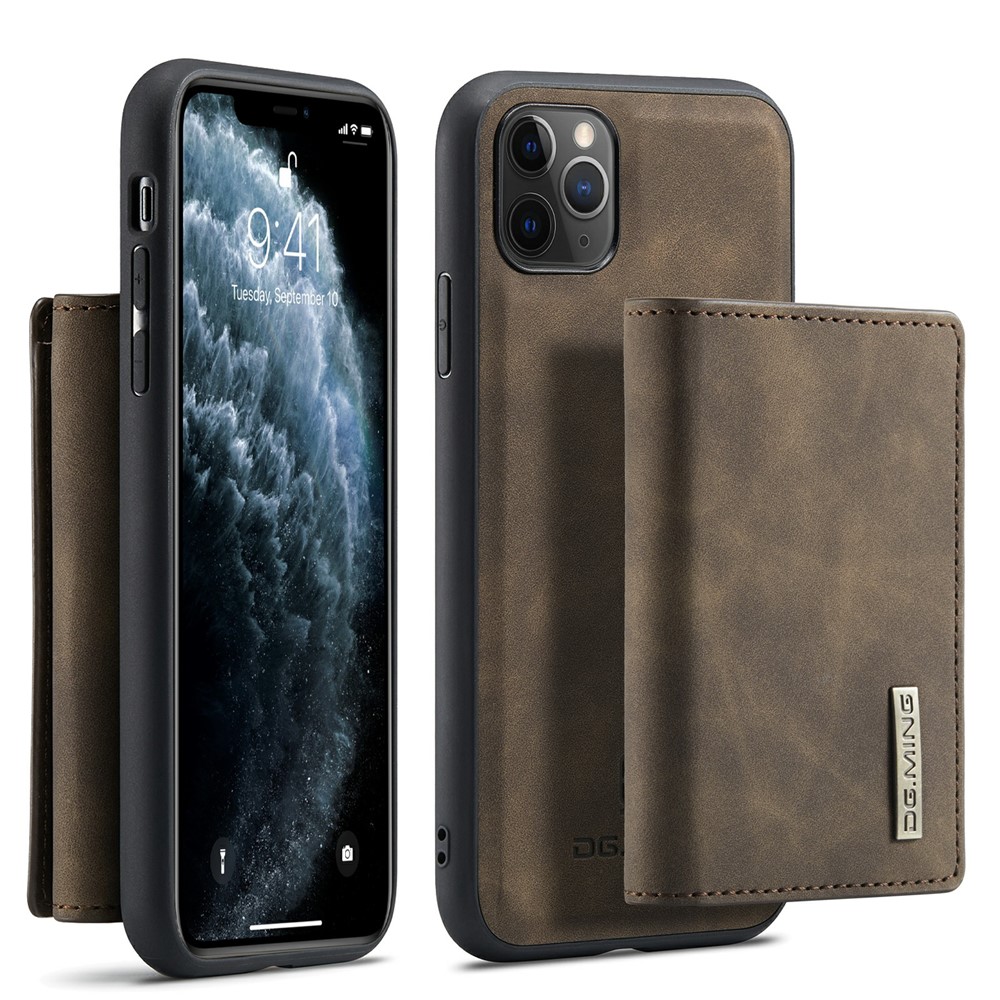 DG.MING M1 Series Magnetic Detachable Wallet 2-in-1 + Hybrid Cover Shell with Kickstand for iPhone 11 Pro Max 6.5 inch - Coffee