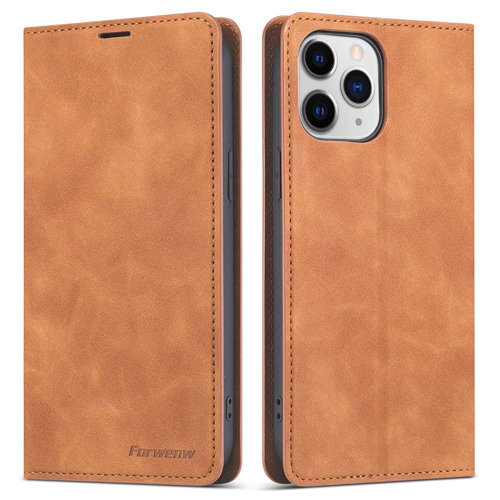 FORWENW Well-protected Fantasy Series Skin Feeling Leather Phone Case for iPhone 13 mini 5.4 inch - Brown