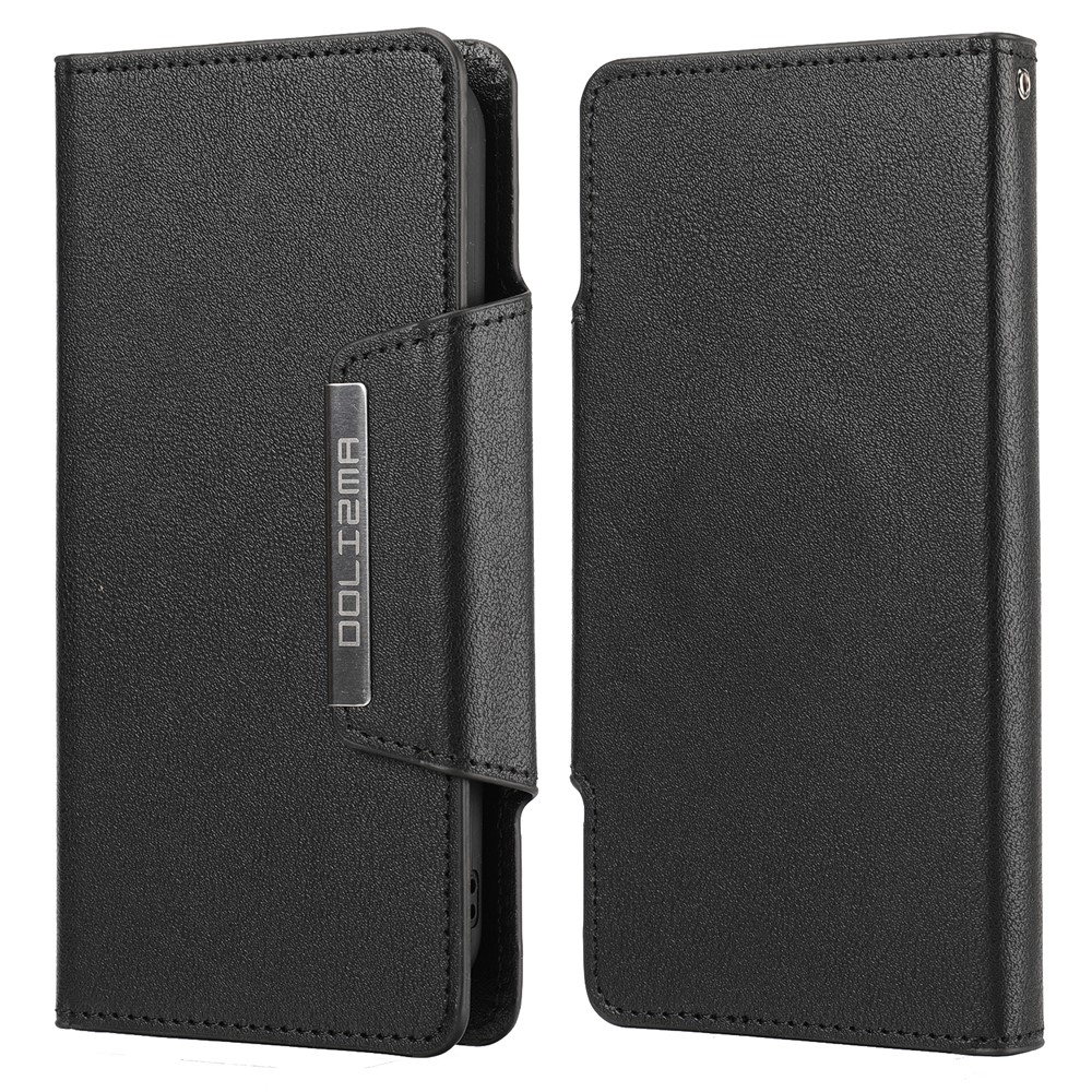 Ultra-thin Drop-proof Leather Wallet Phone Case with Detachable Inner for iPhone 13 mini 5.4 inch - Black
