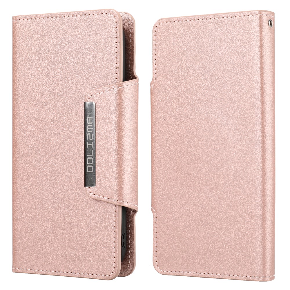 Ultra-thin Drop-proof Leather Wallet Phone Case with Detachable Inner for iPhone 13 mini 5.4 inch - Rose Gold
