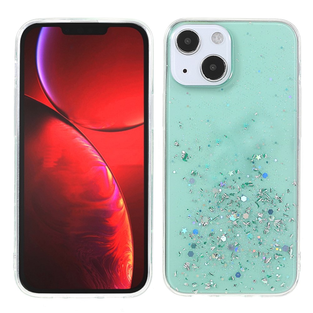 Sparkle Starry Sky Epoxy Stylish Light Anti-Scratch Soft TPU Phone Case Protector for iPhone 13 mini 5.4 inch - Cyan