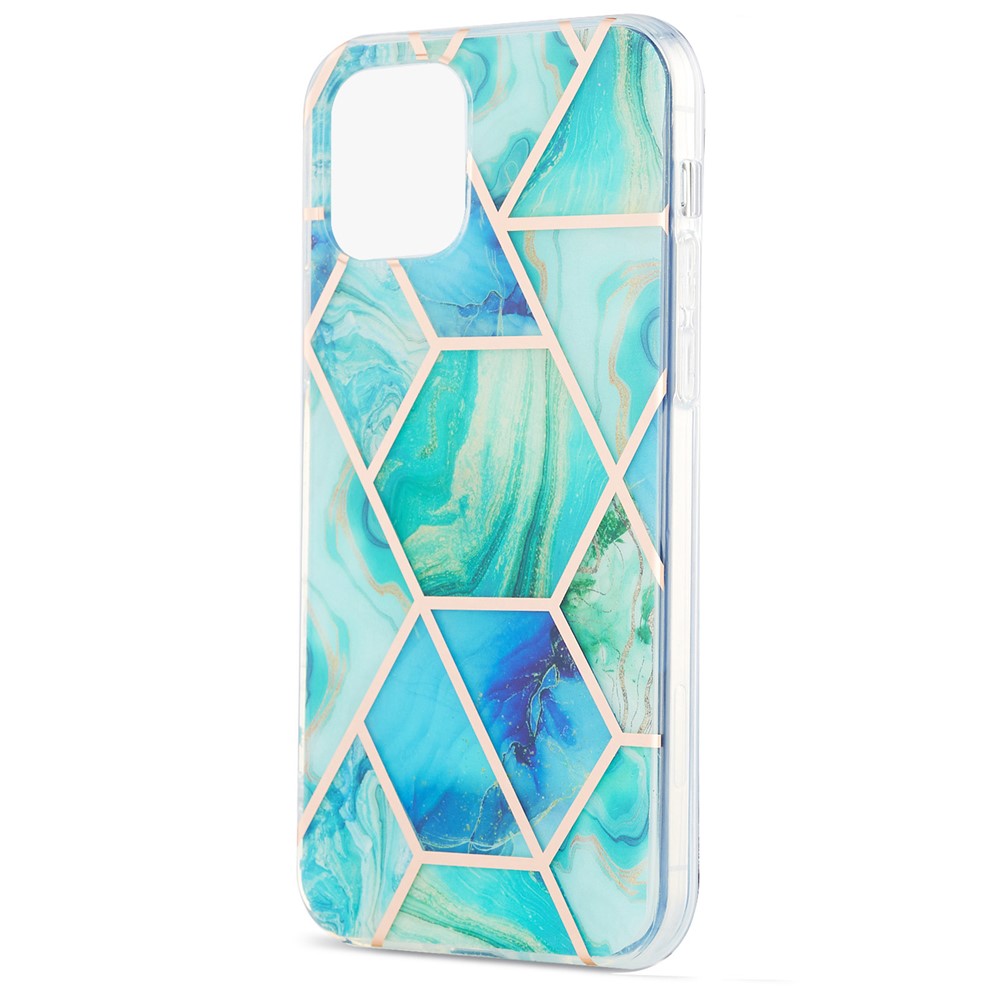 Marble Pattern Printing Phone Case 2.0mm IMD Electroplating TPU Shell Cover for iPhone 13 mini 5.4 inch - Green
