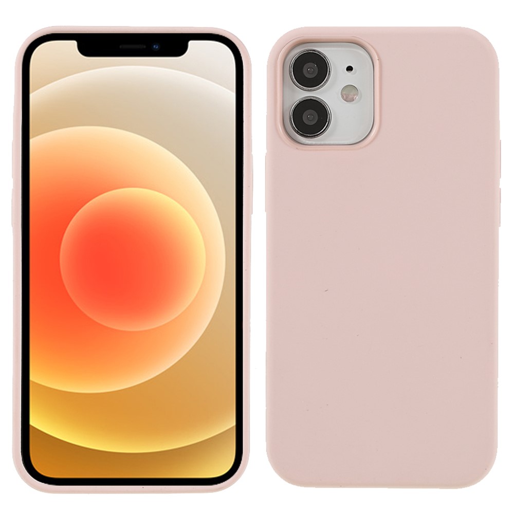 Solid Silicone Slim Microfiber Lining Cushion Texture Cover for iPhone 12 mini 5.4 inch - Pink