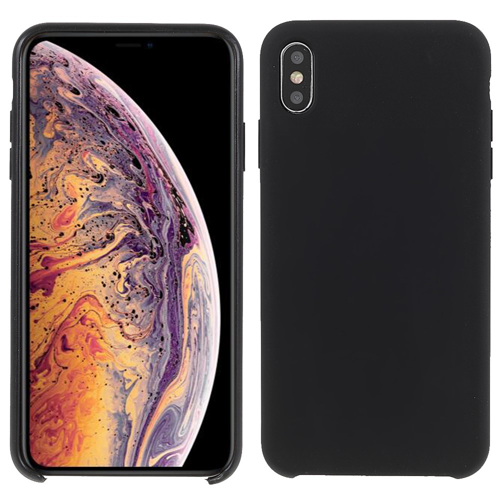 Solid Silicone Shockproof Phone Case with Soft Anti-Scratch Microfiber Lining for iPhone XS Max 6.5 inch - Black