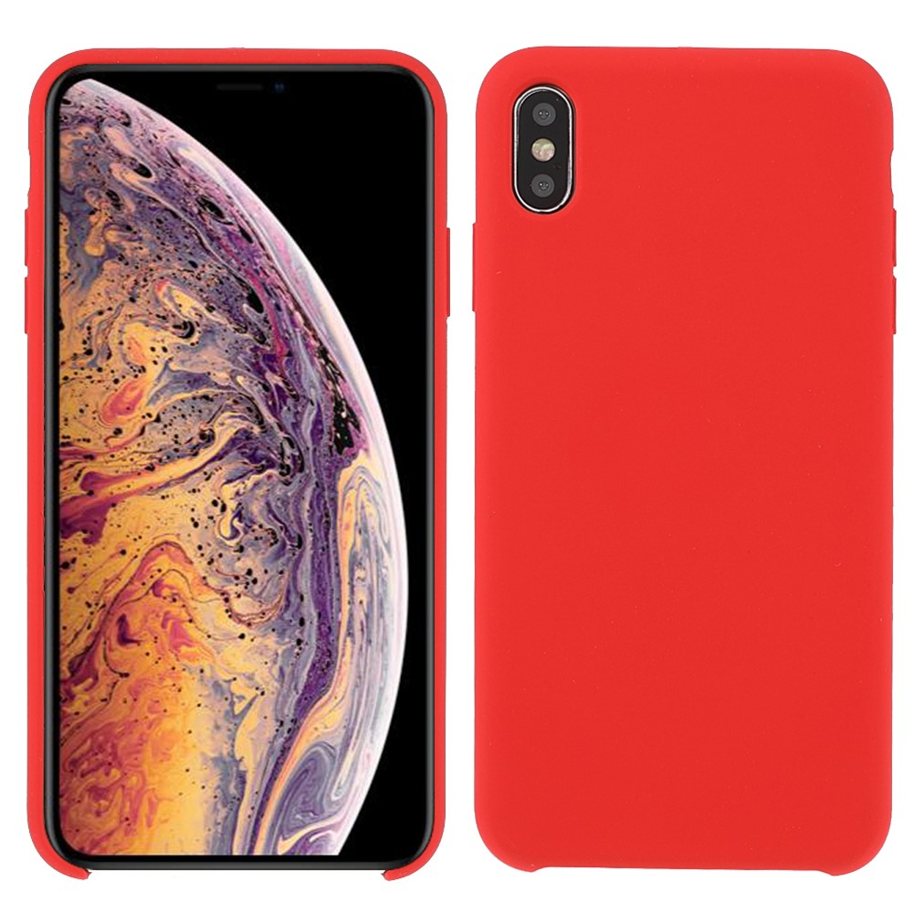 Solid Silicone Shockproof Phone Case with Soft Anti-Scratch Microfiber Lining for iPhone XS Max 6.5 inch - Red