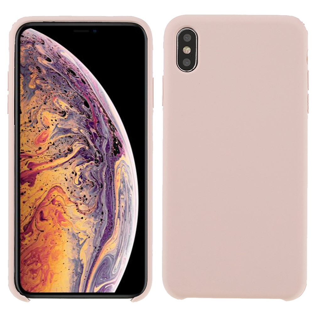 Solid Silicone Shockproof Phone Case with Soft Anti-Scratch Microfiber Lining for iPhone XS Max 6.5 inch - Pink