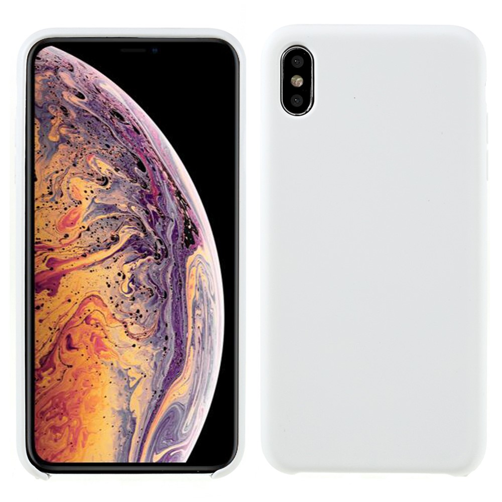 Solid Silicone Shockproof Phone Case with Soft Anti-Scratch Microfiber Lining for iPhone XS Max 6.5 inch - White