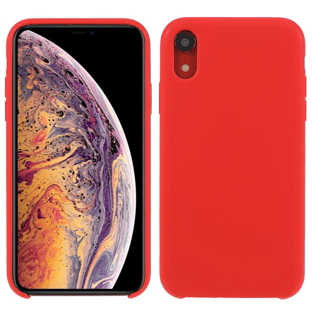 Solid Silicone Silky-Soft Touch Full-Body Protective Case for iPhone XR 6.1 inch - Red