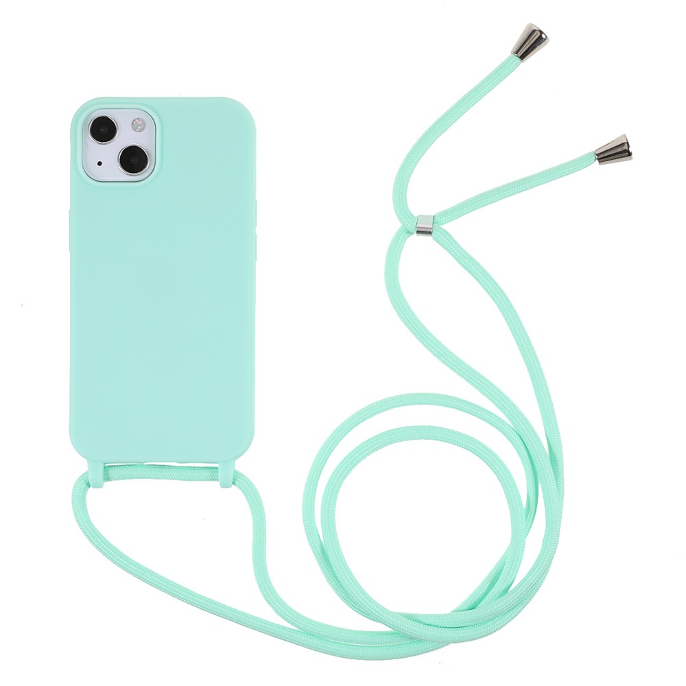 Flexible TPU Mobile Phone Back Case Protector with Adjustable Lanyard for iPhone 13 mini 5.4 inch - Baby Blue