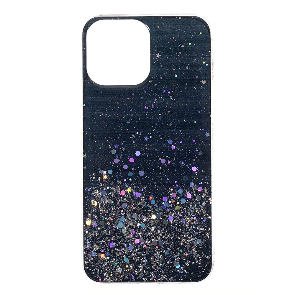 Flash Powder Sequins Stylish Acrylic+TPU Phone Case for iPhone 13 mini 5.4 inch - Black