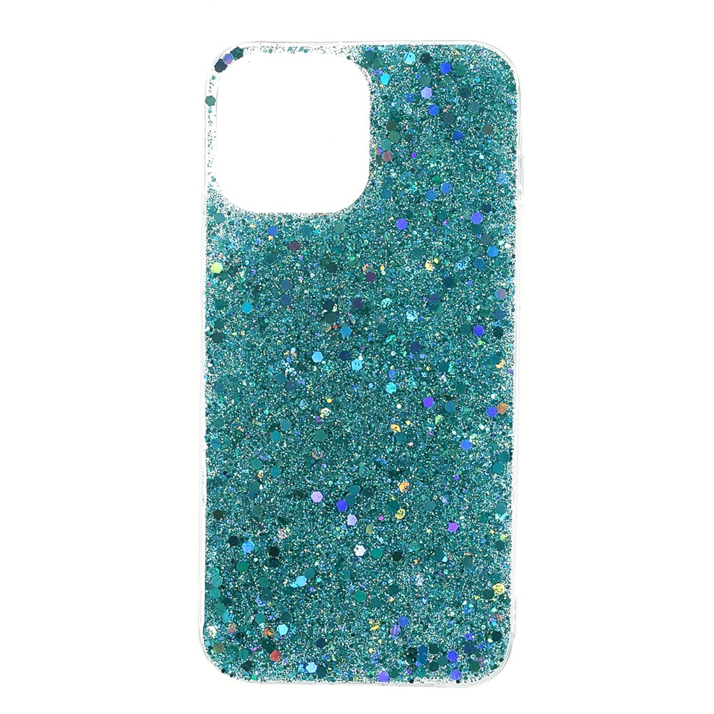 Flash Powder Sequins Stylish Acrylic+TPU Phone Case for iPhone 13 mini 5.4 inch - Baby Blue
