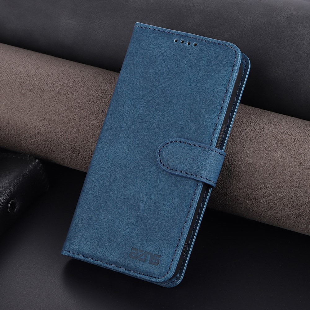 Stand de Billetera de Cuero Azns PU Case Protectora de Protección Para Iphone 13 Pro 6.1 Pulgadas - Azul-12