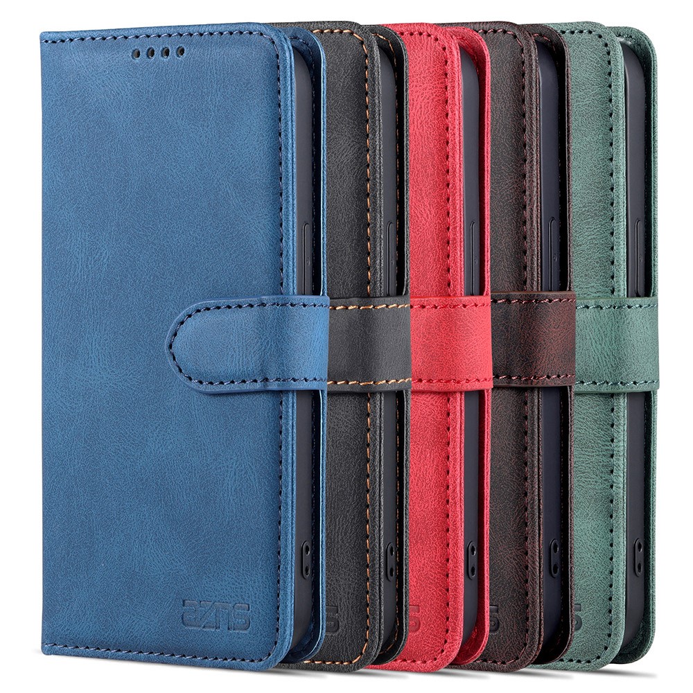 Stand de Billetera de Cuero Azns PU Case Protectora de Protección Para Iphone 13 Pro 6.1 Pulgadas - Azul-15