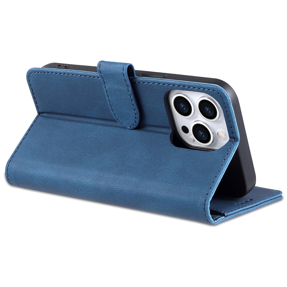 Stand de Billetera de Cuero Azns PU Case Protectora de Protección Para Iphone 13 Pro 6.1 Pulgadas - Azul-8