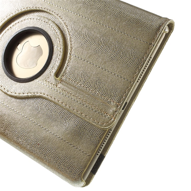Snake Grain Rotating Smart Leather Stand Flip Case for iPad Air 2 - Gold-10