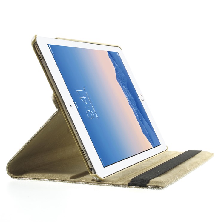 Snake Grain Rotating Smart Leather Stand Flip Case for iPad Air 2 - Gold-4
