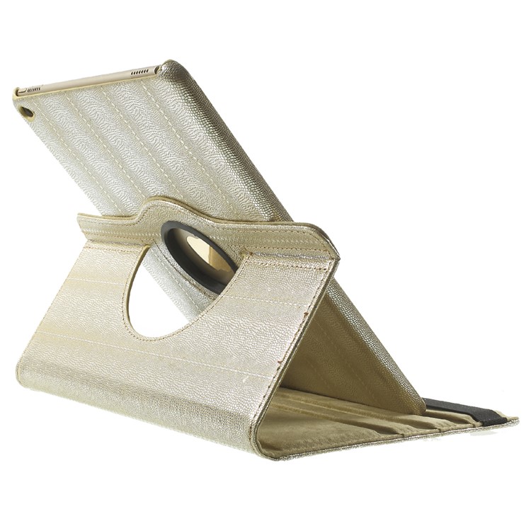 Snake Grain Rotating Smart Leather Stand Flip Case for iPad Air 2 - Gold-6
