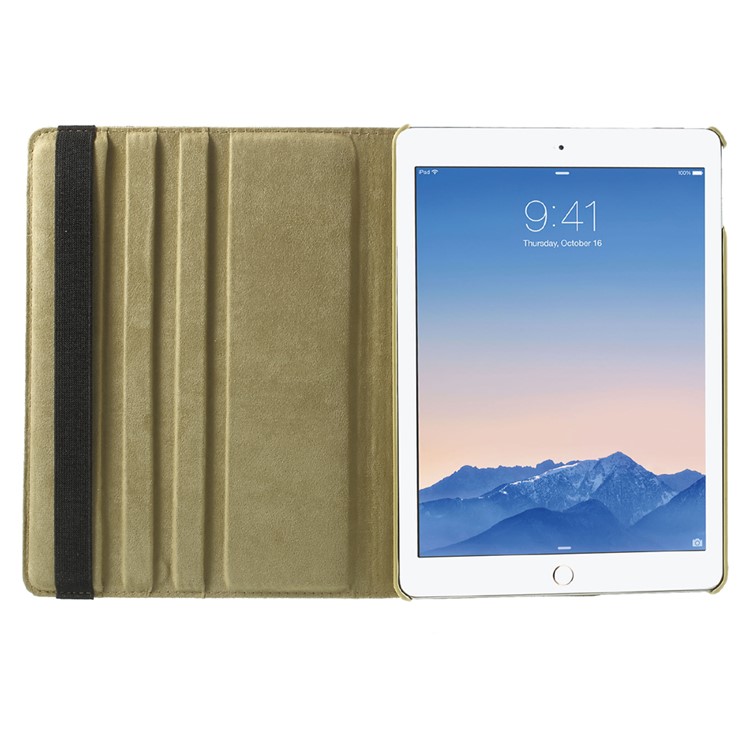 Snake Grain Rotating Smart Leather Stand Flip Case for iPad Air 2 - Gold-7