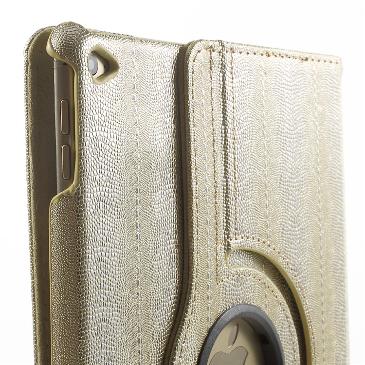 Snake Grain Rotating Smart Leather Stand Flip Case for iPad Air 2 - Gold-9