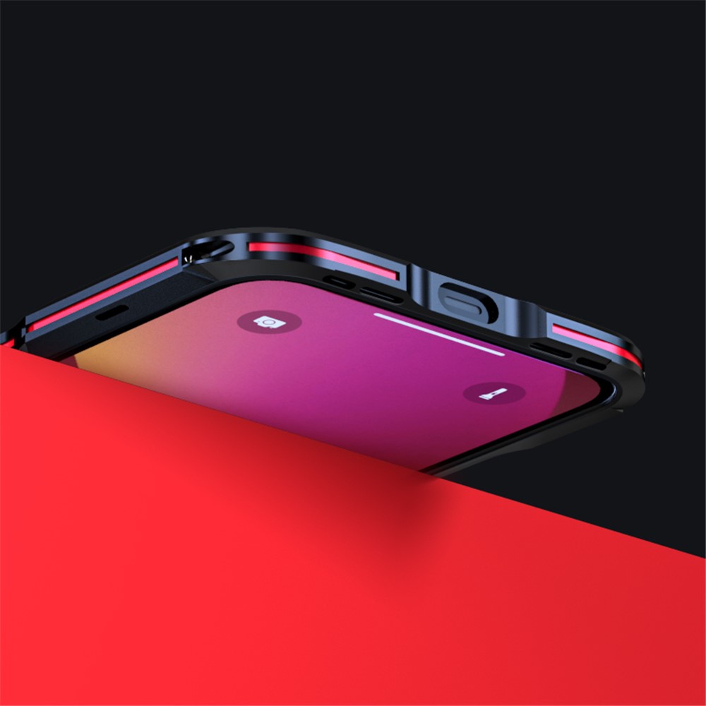 LUPHIE Shockproof Metal Frame Armor Bumper Case for iPhone 13 Pro Max 6.7 inch - Red-5