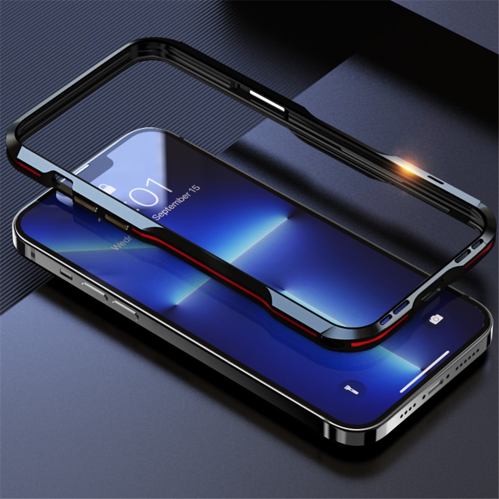 LUPHIE Drop Protection Ultra Thin Aluminum Metal Bumper Cover for iPhone 13 Pro 6.1 inch - Red-6