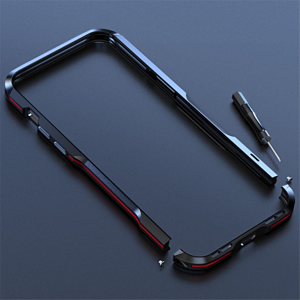 LUPHIE Slim Cool Design Shock Absorbent Metal Frame Bumper Cover for iPhone 13 mini 5.4 inch - Red-4