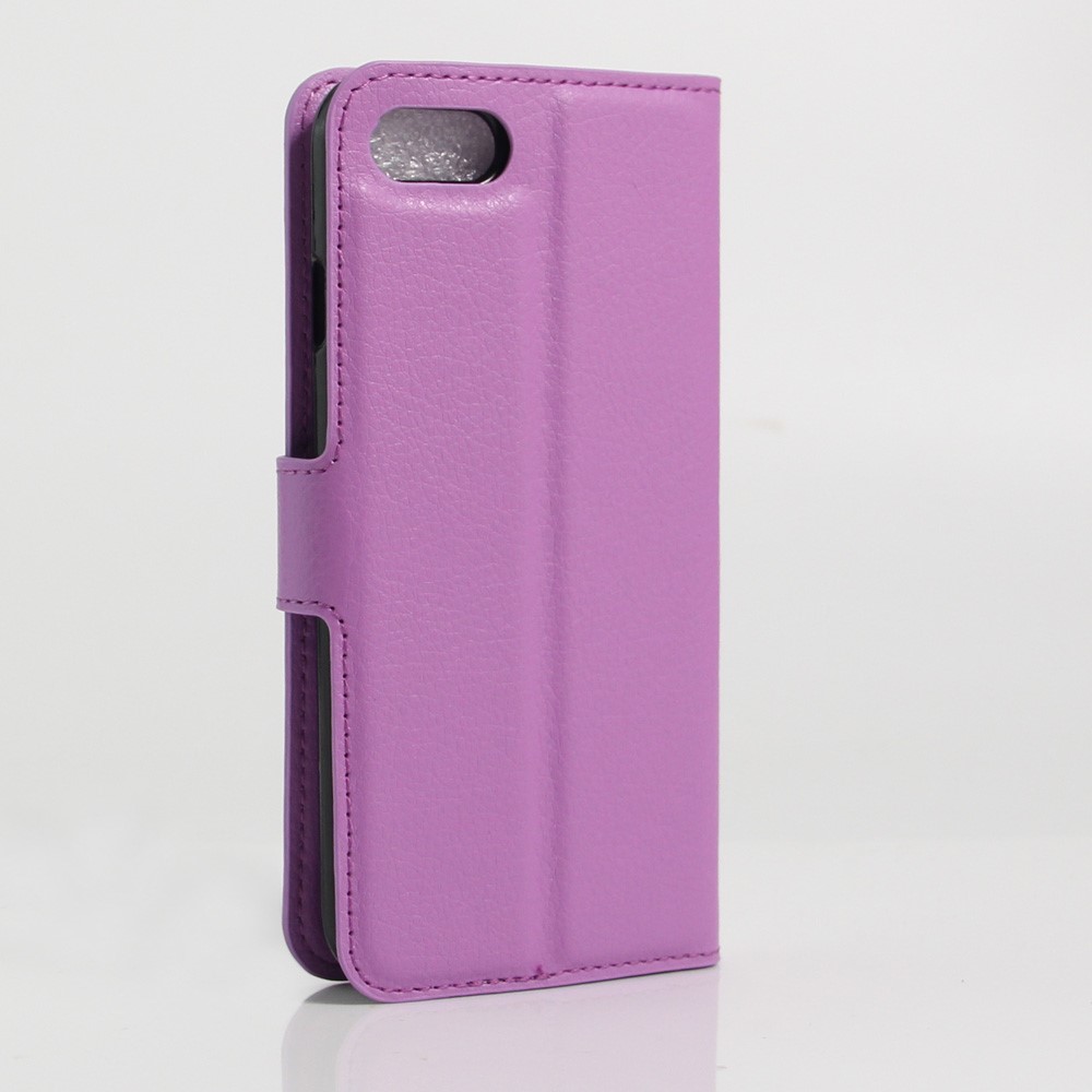 Portefeuille En Cuir De Grain De Litchi Pour IPhone SE (2e Génération) / 8/7 - Mauve-3