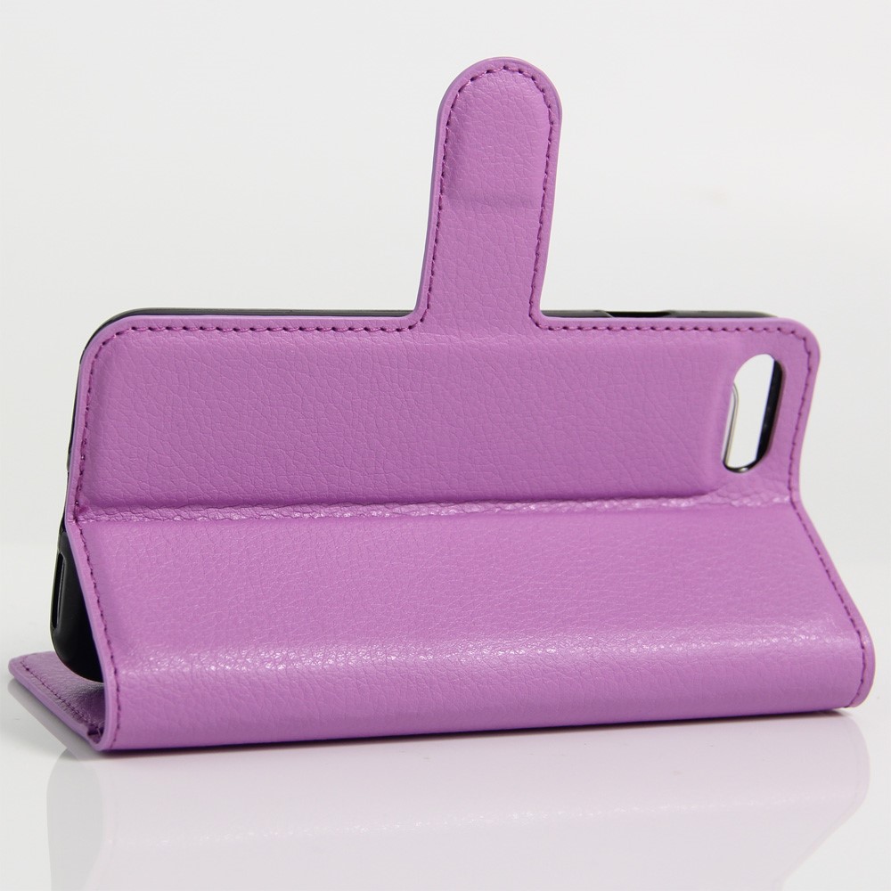 Portefeuille En Cuir De Grain De Litchi Pour IPhone SE (2e Génération) / 8/7 - Mauve-6