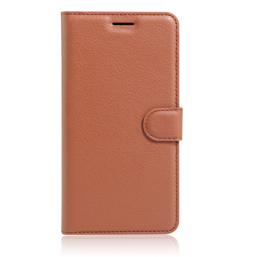 Portefeuille En Cuir De Grain De Litchi Pour IPhone SE (2e Génération) / 8/7 - Marron-2