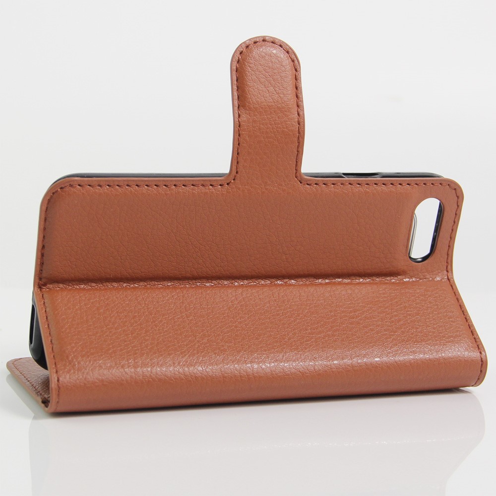 Portefeuille En Cuir De Grain De Litchi Pour IPhone SE (2e Génération) / 8/7 - Marron-6