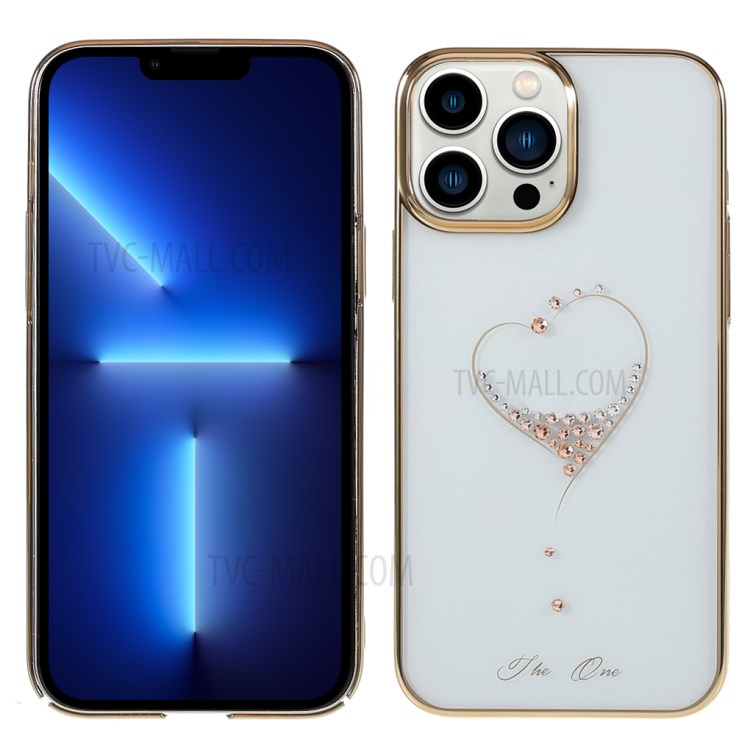 Wholesale Kingxbar Gold Plated Frame Light Heart Rhinestone Decoration Electroplating Laser Carving Phone Case For Iphone 13 Pro 6 1 Inch From China Tvc Mall Com