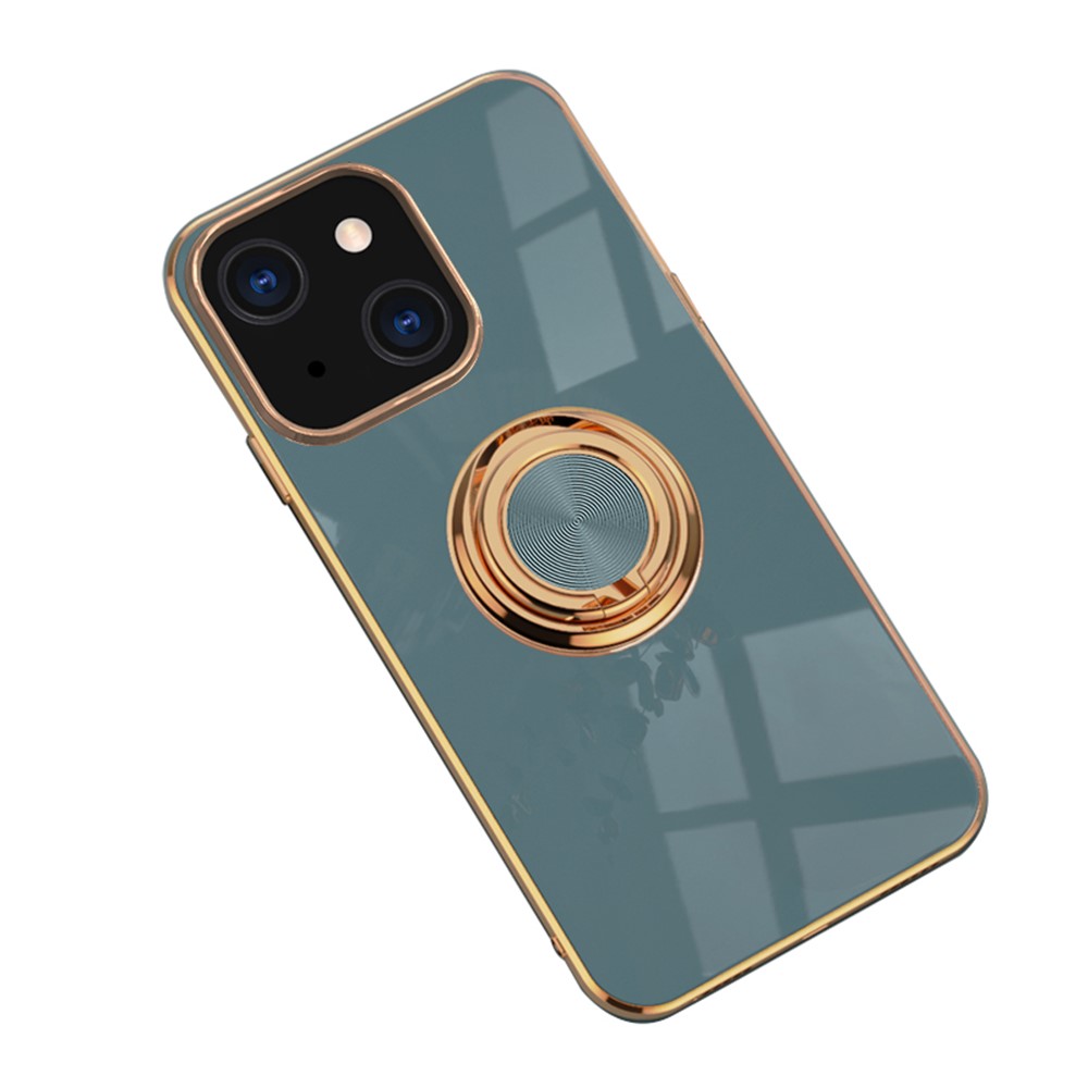 Mirror Surface Electroplating Anti Fall TPU Phone Case Cover with Kickstand for iPhone 13 mini 5.4 inch - Grey