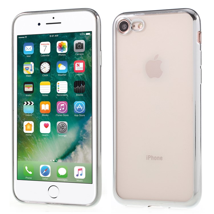 

Electroplating Edge Clear TPU Back Case for iPhone 8 / 7 4.7 inch - Silver