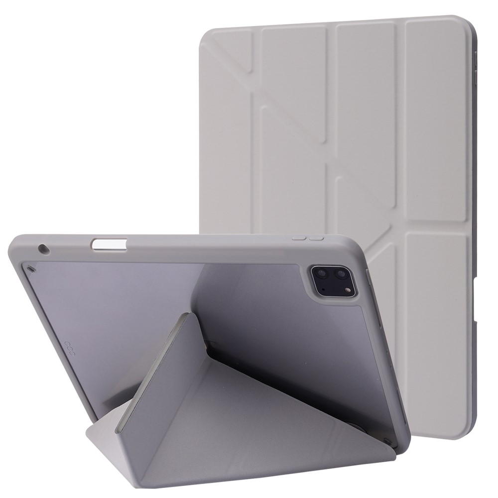 Auto Wake / Sleep PU Leather + Acrylic Deformable Stand Tablet Case Cover for iPad Pro 11 (2022) /  (2021) / (2020) - Beige