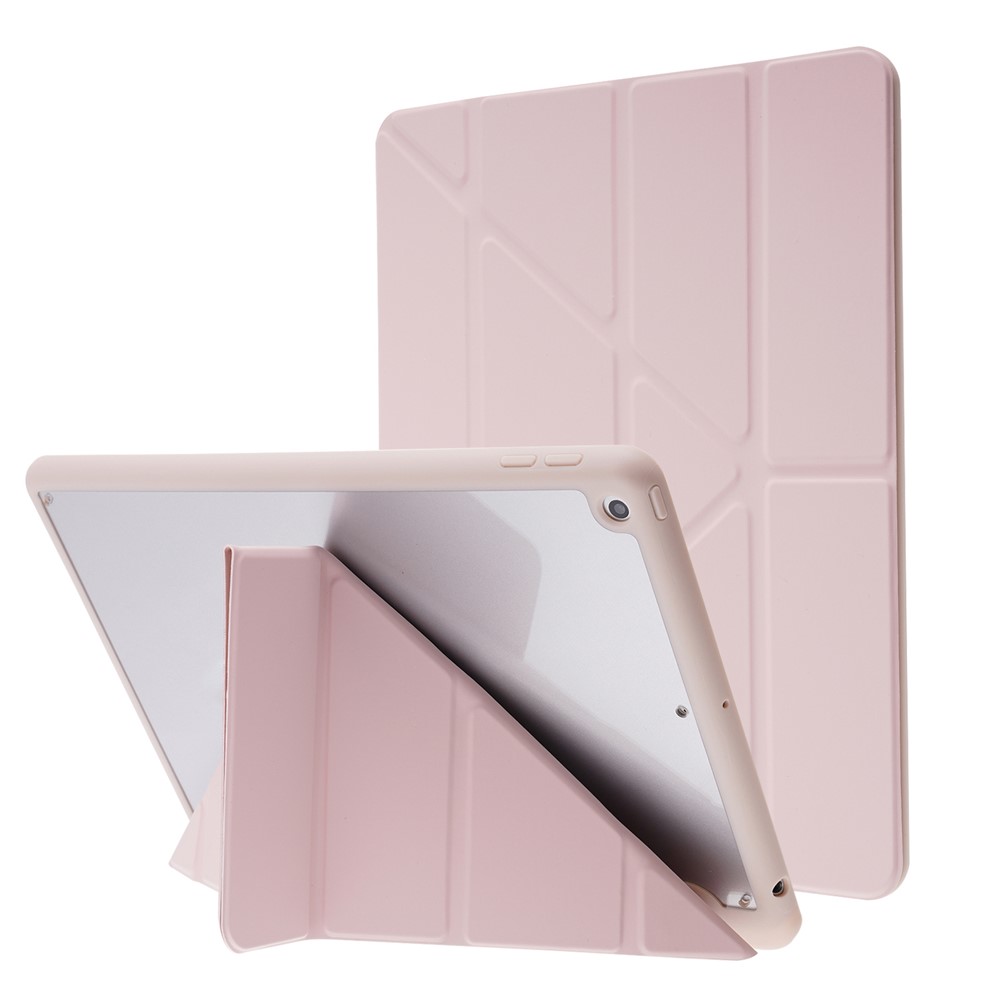 PU Leather Origami Stand Tablet Case Cover with Auto Wake/Sleep Function for iPad 10.2 (2021)/(2020)/(2019) - Pink