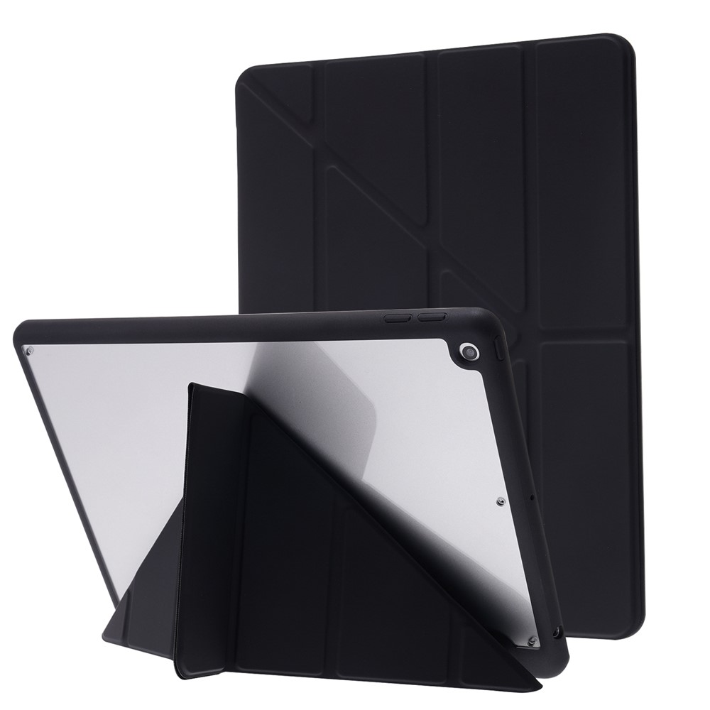 PU Leather Origami Stand Tablet Case Cover with Auto Wake/Sleep Function for iPad 10.2 (2021)/(2020)/(2019) - Black
