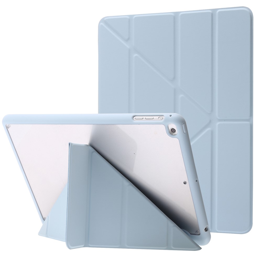 Origami Stand Acrylic + PU Leather Tablet Cover Protector with Auto Wake/Sleep for iPad 9.7-inch (2018)/(2017)/iPad Air 2/iPad Air (2013) - Sky Blue