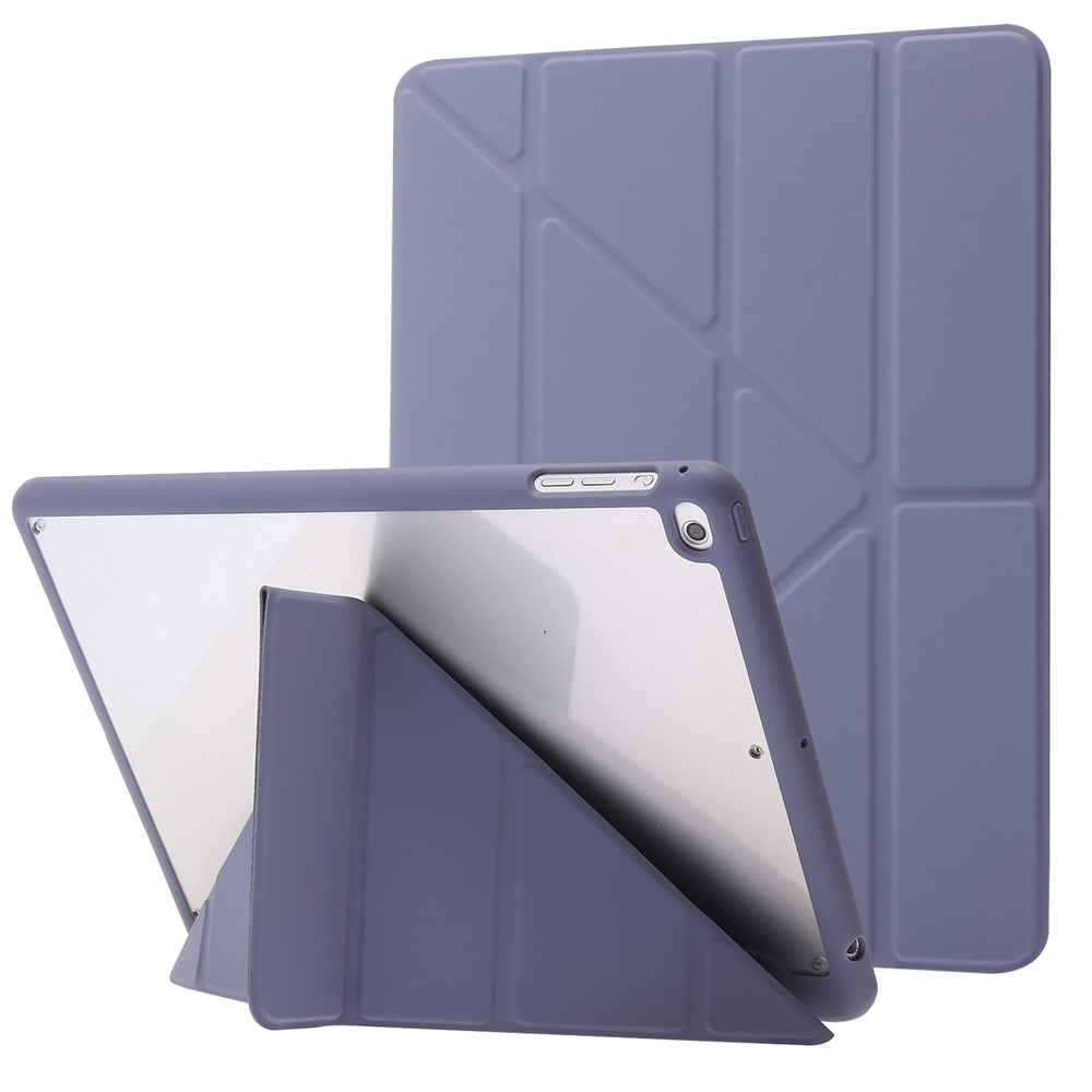 Origami Stand Acrylic + PU Leather Tablet Cover Protector with Auto Wake/Sleep for iPad 9.7-inch (2018)/(2017)/iPad Air 2/iPad Air (2013) - Purple