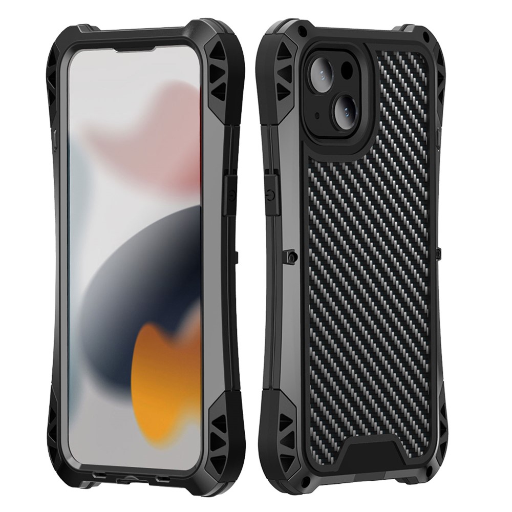 R-JUST AMIRA Four Corner Airbags Anti Fall Hybrid Case Phone Protective Cover for iPhone 13 mini 5.4 inch - Black