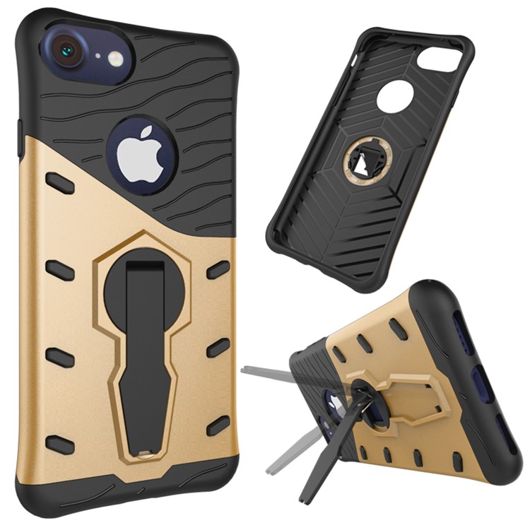 

Armor PC + TPU Kickstand Protective Case for iPhone 8 Plus / 7 Plus 5.5 inch - Gold, iPhone 8 Plus