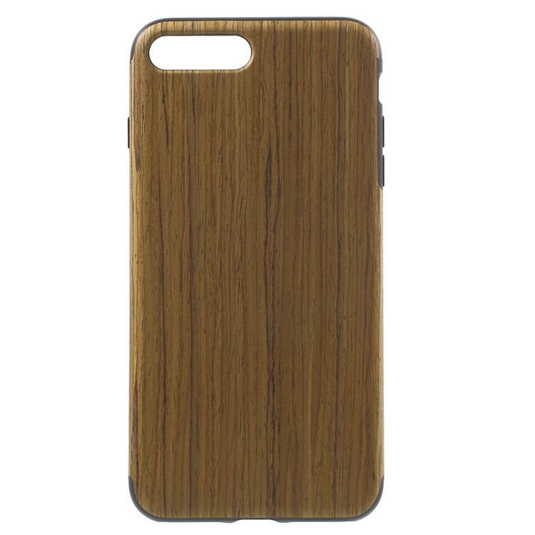 

Wood Texture Leather Coated Gel TPU Cover for iPhone 7 Plus 5.5 inch / 8 Plus - Light Brown