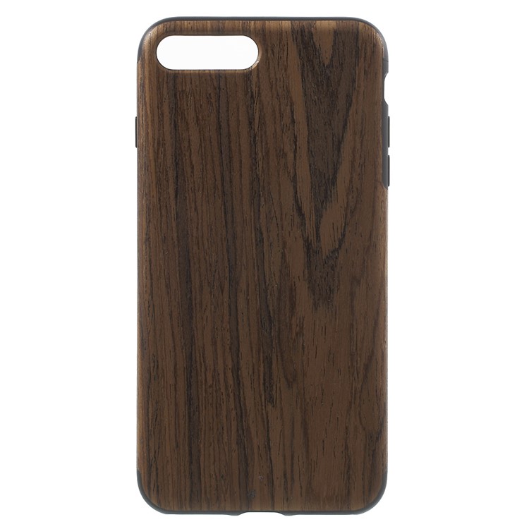 

Wood Grain Leather Coated TPU Protective Case for iPhone 7 Plus 5.5 inch / 8 Plus - Brown