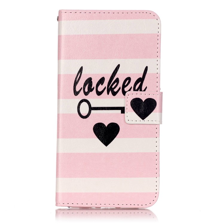 

Patterned Leather Wallet Shell for iPhone 8 Plus / 7 Plus 5.5 inch - Key and Hearts, iPhone 8 Plus 5.5 inch