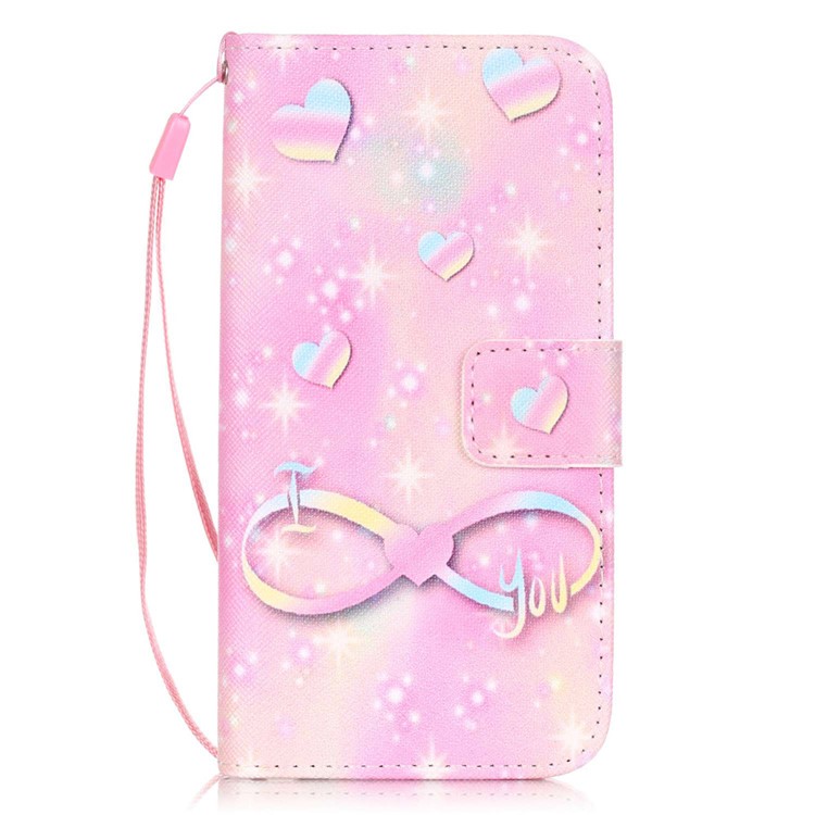 

Patterned Leather Wallet Stand Case for iPhone 8 / 7 4.7 inch - Heart and Starry Sky